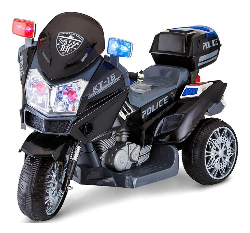 6v Ride on Motorcycle Kids Black & White Lil Police Patrol Battery Powered Cars for sale online