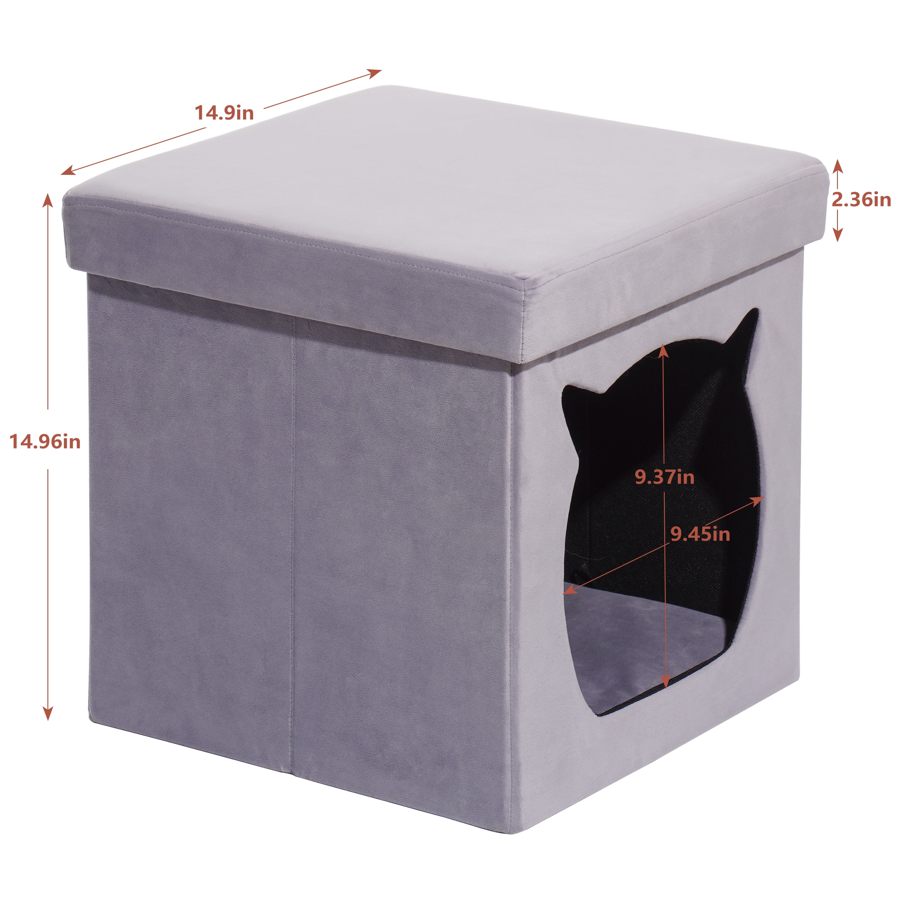 Private Jungle Velvet Collapsible Multipurpose Cat or Small Dog Bed,Footrest Stool with Cushion Top