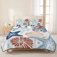 thumbnail image 3 of Twin Quilt Set 68''x86'', Teal Blue Brown Starfish Coastal Lightweight Bedspread Coverlet Set with 2 Pillow Shams, Summer Beach Nautical Coral Sea Breathable All Season Quilt Bedding for Dorm/Bedroom, 3 of 9