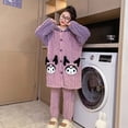 thumbnail image 2 of Pijamas de peluche para niños de Sanrioed, de Kuromi Pochacco, de estilo coreano, para otoño e invierno, de franela Kawaii, para el hogar, 2 of 4