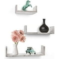 thumbnail image 2 of Greenco Set of 3 Floating U Shelves, Decorative, Rustic White Finish., 2 of 5
