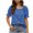 Blue, variant on Womens Tops Fashion Basics Summer Spring Wear Square Neck Short Sleeve Pullover Loose Fit T Shirt Casual Solid Color Shirts