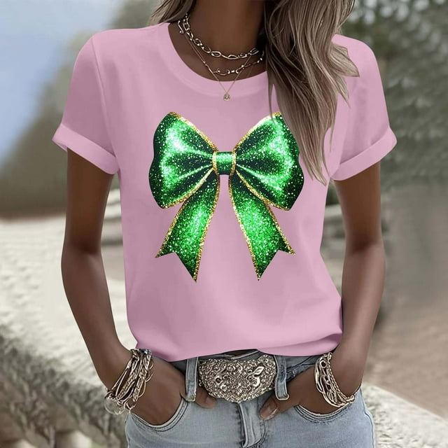 Elvqul Shirts T - à Col Rond pour Femmes, T-Shirts Graphiques Décontractés, Verts, Fête, Saint-Patrick, Hauts Mignons pour Femmes, Grande Taille