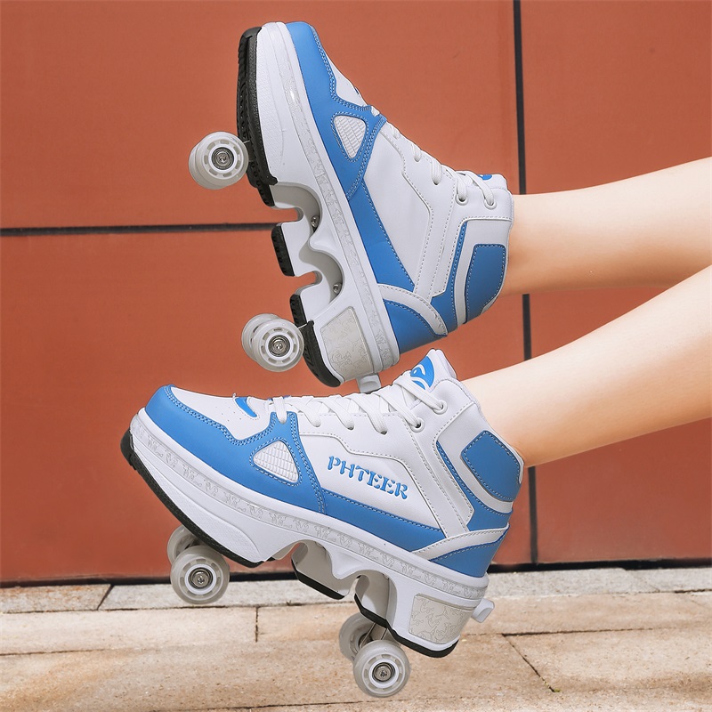 Unisex Roller Skate Shoes - Sneakers - Roller Shoes 2-in-1 Suitable for  Outdoor Sports Skating Invisible Roller Skates for Boys Girls - Walmart.com