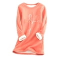 thumbnail image 3 of Jinhomg Winter Cute Sweatshirt for Women Novelty Cat Print Sherpa Lined Loungewear Plus Size Cozy Long Sleeve Crewneck Tunic Tops Orange L, 3 of 4