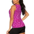thumbnail image 3 of Bixox Women's Rose Red Glitter Printed Sleeveless Fitness Workout Running Quick-Dry Tank Top, 3 of 7