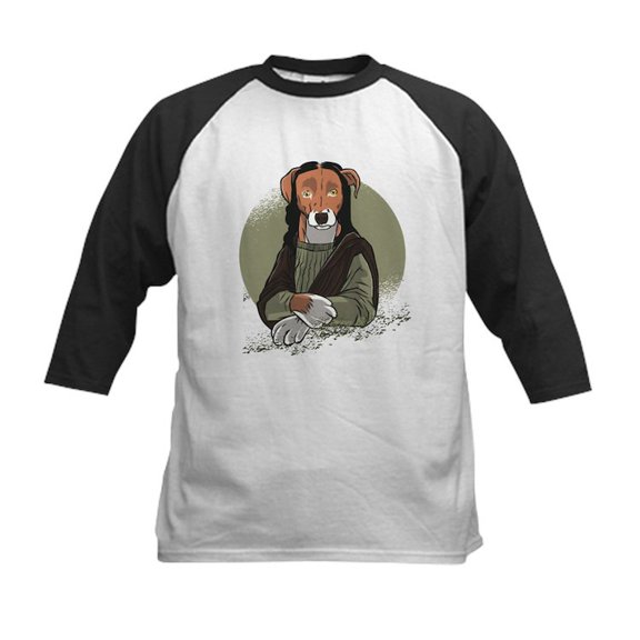 CafePress - Mona Lisa Dog Baseball Jersey - Kids Cotton Baseball Jersey, 3/4 Sleeve Shirt