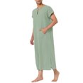 thumbnail image 4 of INSPIRE CHIC Men's V-Neck Short Sleeves Cotton Side Split Long Nightshirt M Light Green, 4 of 5