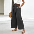 thumbnail image 5 of GUACER Wide Leg Pants for Women Elastic Waist Pleated Textured Trousers with Pockets Casual Loose Fit Pants, 5 of 7