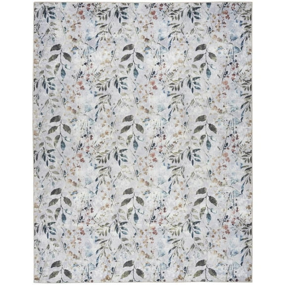 Nourison Nourison Washables Floral Grey Multicolor 6' x 9' Area Rug (6x9)