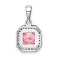 thumbnail image 3 of Sterling Silver Rhodium Plated Clear CZ and Square Pink CZ Pendant QP5265OCT, 3 of 4