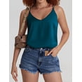 thumbnail image 2 of Ekouaer Womens Silk Satin Camisole Tank Tops V Neck Casual Spaghetti Strap Cross Back Sleeveless Basic Cami Shirt, 2 of 6