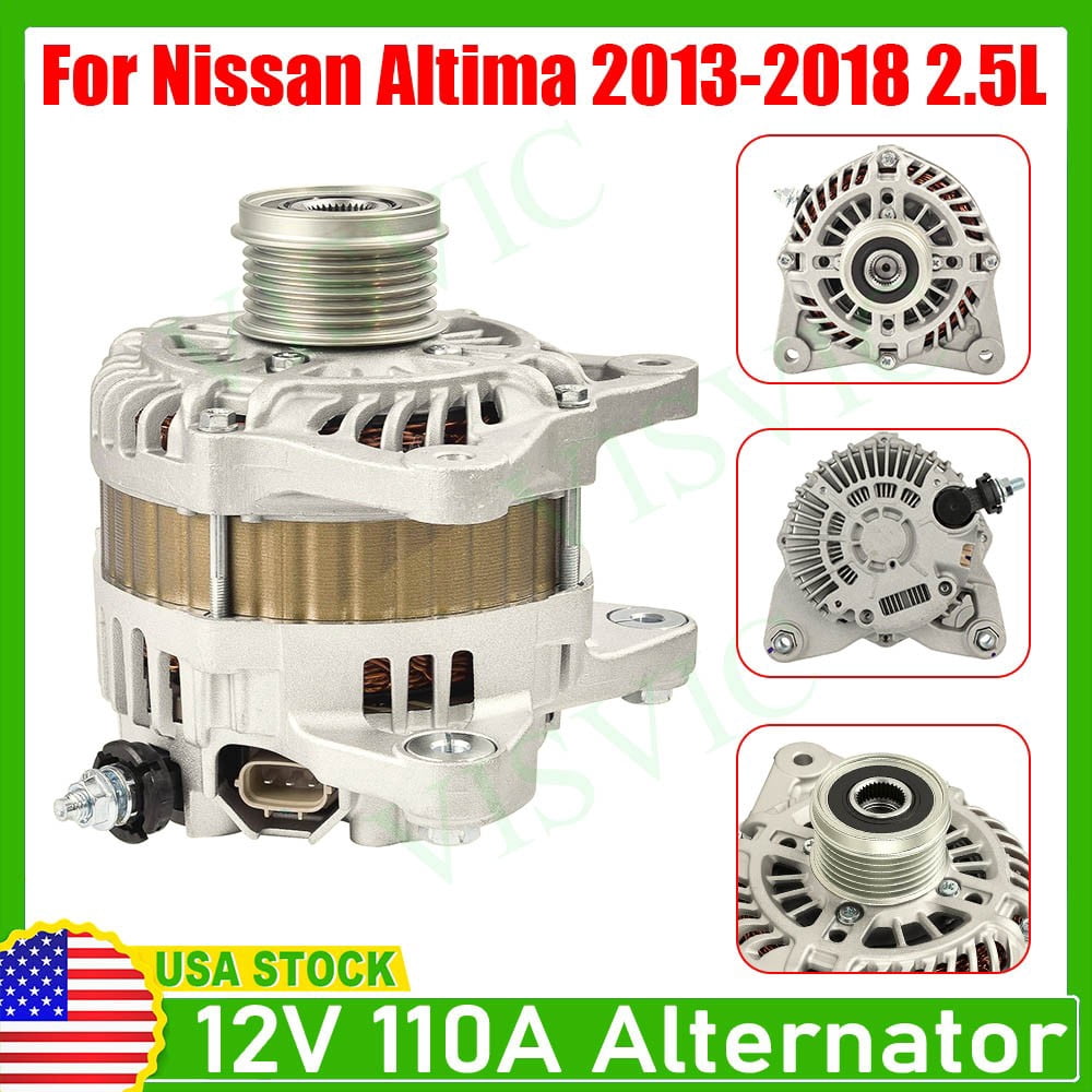 Alternator for Nissan Altima 2013-2018 Sedan L4 2.5L 110 A 12 Volt CW 6-Groove