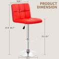 thumbnail image 3 of BestOffice Set of 2 Adjustable Counter Height Swivel Bar Stools, Outdoor Dining Chairs, Leather, Red, 3 of 8