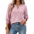 thumbnail image 7 of Women Blouses Button Down Shirts Dressy Business Casual 3/4 Length Sleeve Tops Summer Fall Fashion Clothing,2XL, 7 of 7