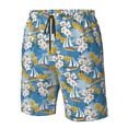 thumbnail image 5 of Kdxio Flower and Sail Boat Pattern Mens Casual Shorts - Drawstring Summer Beach Sports Shorts for Men, 5 of 9