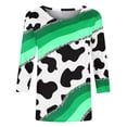 thumbnail image 3 of Pompotops Mode Femme Col Rond T-Shirt Manches 3/4 Blouse Imprimée Hauts Chandail en Molleton Liquidation, 3 of 3