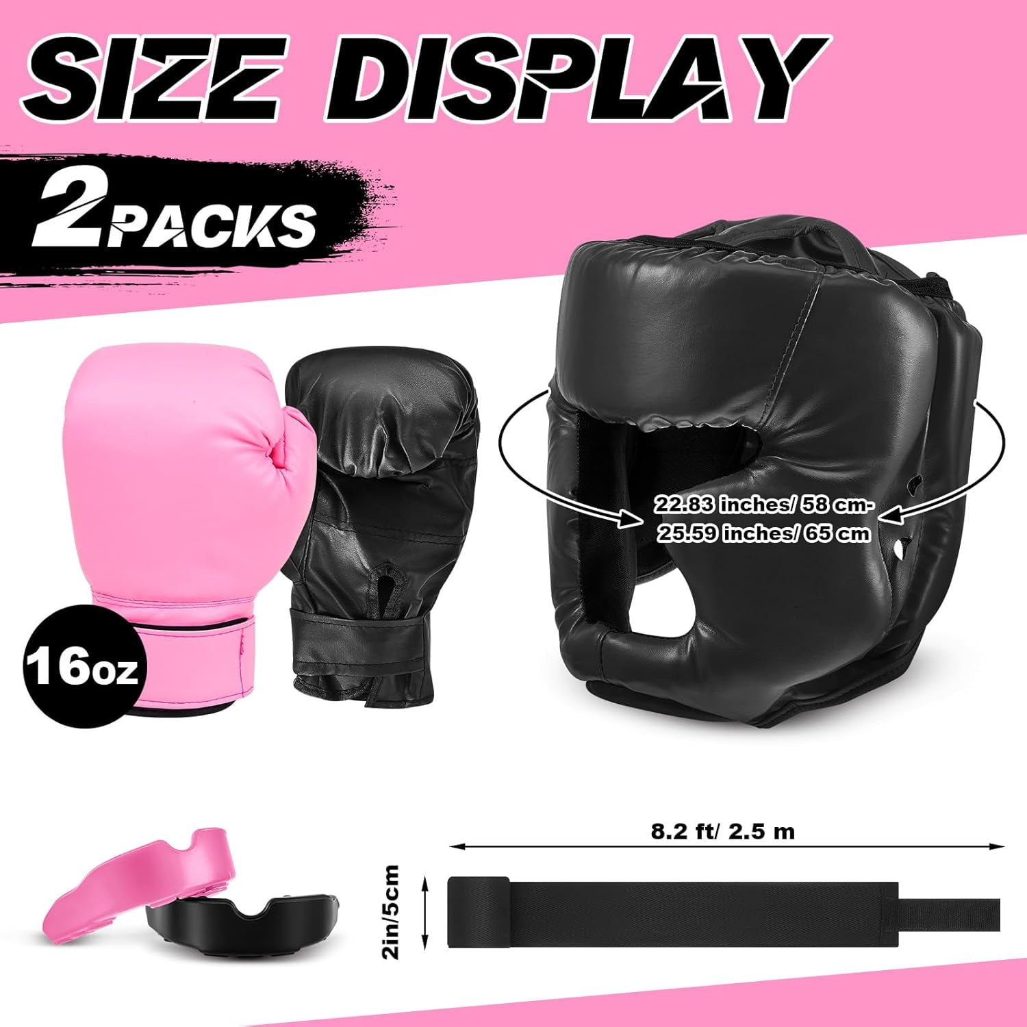 14-piece boxing set includes 2 pairs of 16-ounce (approximately 453.6 grams) boxing gloves, a helmet, and a face mask for adult and youth beginners training equipment