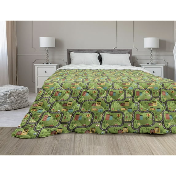 Crabs Down Alternative Comforter, Playful Sea Animals on a Sandy Beach with Shells Design Fauna, Microfiber Quilt for All Season, 5 Sizes, Pale Brown Orange, by Ambesonne