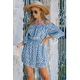 thumbnail image 3 of ABPHQTO Mameluco floral azul con hombros descubiertos y mangas acampanadas para mujer, 3 of 5