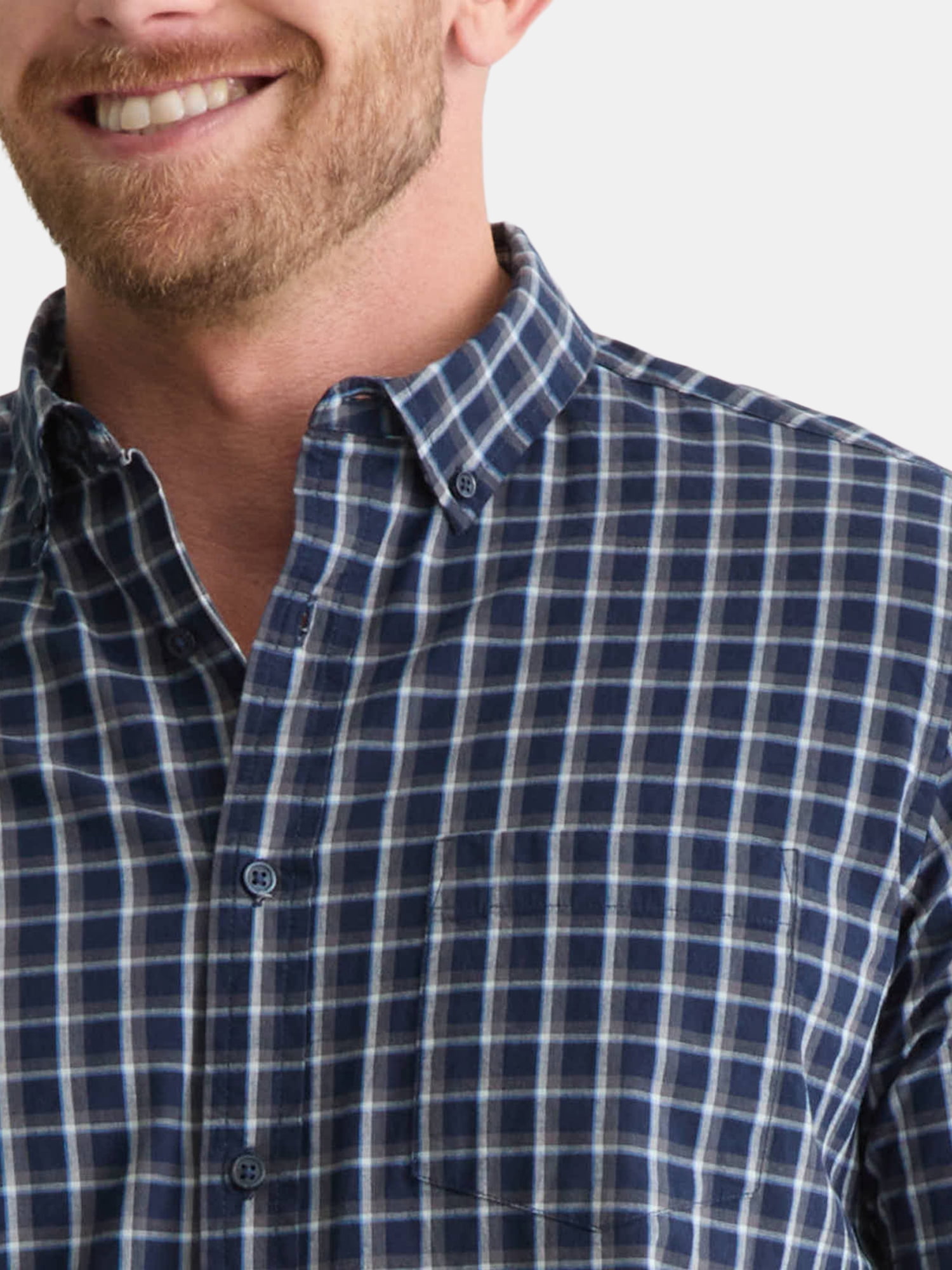 George Men's & Big Men's Classic Fit Short Sleeve Button-Up Poplin Shirt, Sizes S-3XL