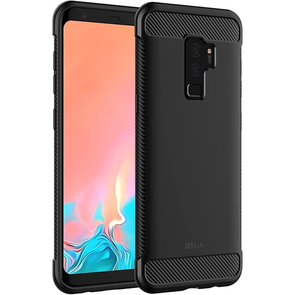 Lonbiaci Slim Fit Case Compatible with Samsung Galaxy S9 Plus, Thin Phone Cover with ShockLonbiaci Absorption and Carbon Fiber Design (Black)