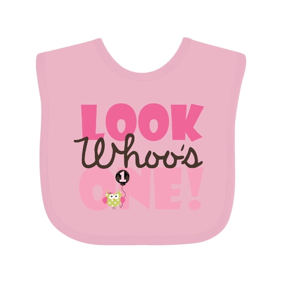Inktastic Look Who is One Owl Girls Baby Bib