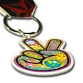 thumbnail image 1 of Dan Morris - PEACE FINGERS KEYCHAIN, Limited Edition DUAL DOUBLE SIDED PEACE Artwork METAL KEYRING - 5cm x 3.5cm, 1 of 7