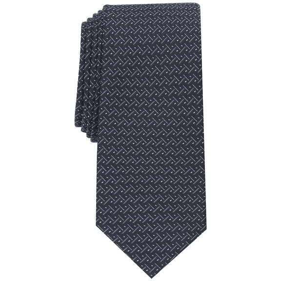 Alfani BLACK Men's Martinez Mini Geo Textured Slim Silk Blend Tie, O/S