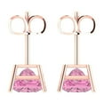 thumbnail image 4 of Clara Pucci 3Ct Pink Princess Cut VVS1 Push Back Stud 14k Solid hypoallergenic Gold Designer Earrings For April, 4 of 7