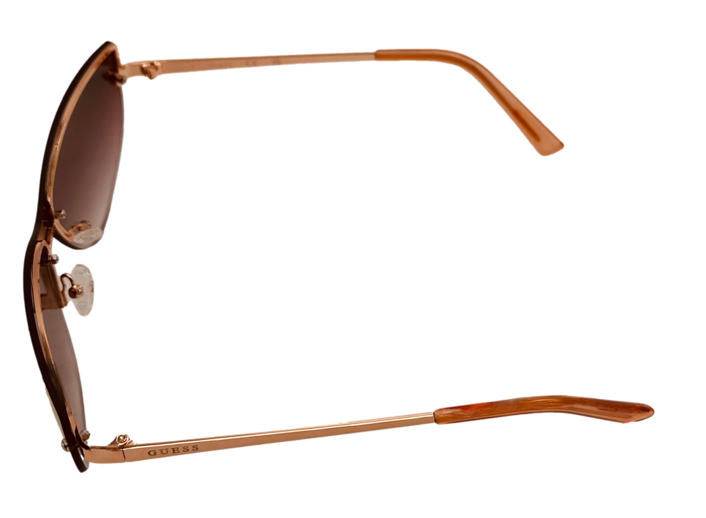 Guess Sunglass Mens Rose Gold Metal Shield, Gradient Lens GO00007. 28T