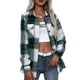thumbnail image 1 of Prendas De Abrigo De Manga Larga, Chaqueta A Cuadros Con Cuello Vuelto De Poliéster Suelto Agradable A La Piel Para El Trabajo De La Vida Diaria Para Mujeres ANGGREK Verde XL, 1 of 7