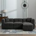 thumbnail image 6 of Harper & Bright Designs 3 Seater Sectional Sofa with Movable Storage Ottoman and 2 USB Ports, Teddy Fleece Fabric L-Shaped Sectional Sofa Couch with Lumbar Pillows for Living Room Apartments, Gray, 6 of 17