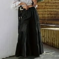 thumbnail image 2 of Womens Plus Size Pants Ladies Tiered Ruffle Hem Wide Leg Elastic Waist Flowy Palazzo Boho Women's Pants Black XXXXL, 2 of 4