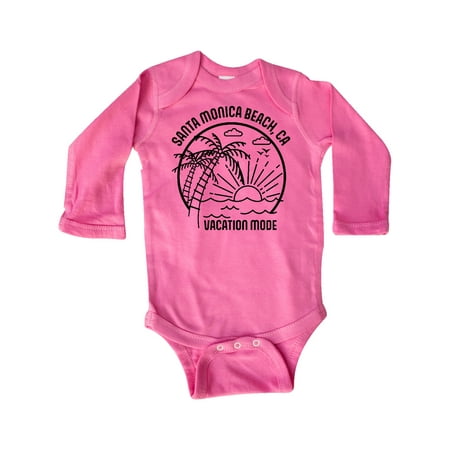 

Inktastic Summer Vacation Mode Santa Monica Beach California Gift Baby Boy or Baby Girl Long Sleeve Bodysuit