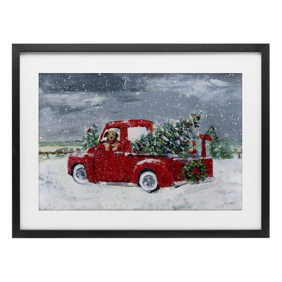 Stupell Industries Cottage K9 Christmas Time Black Framed Print Under Glass, 20 x 14, by Sally Swatland