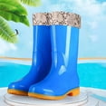 thumbnail image 2 of Taqqpue Women's Rain Boots Plus Size Mid-Calf Fleece Lined Warm Thick Sole Mid Heel Waterproof Boots for Women Size 5-10.5 Non-Slip Waterproof Garden Shoes Outdoor Wet Weather, 2 of 7