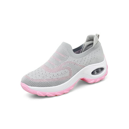 

Crocowalk Women Sneakers Slip On Sock Shoe Workout Athletic Shoes Womens Loafers Outdoor Breathable Air Cushion Sneaker Gray 6.5