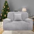 thumbnail image 4 of PiccoCasa Velvet Plush Stretch Sofa Slipcover with Cushion Cover, Gray Small, 4 of 6