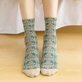 thumbnail image 4 of CNKOO 1 Paire de Chaussettes Tube pour Femmes Automne Hiver Style Rétro Palace Design Jacquard Élastique Chaud Mi-Tube Vacances, 4 of 9