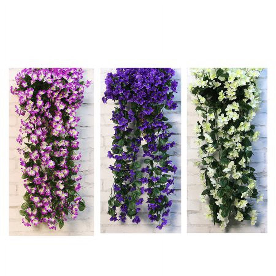 Artificial Plants & Flowers,Bunches of Artifical Violet Bracketplant  Hanging Garland Vine Flower Traling 2PC 