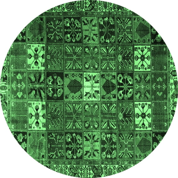 Ahgly Company Indoor Round Persian Emerald Green Traditional Area Rugs, 6' Round