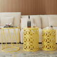 thumbnail image 4 of Y&M Set of 3 Stacking Coffee Table for Living Room, Patio Side Table,Indoor End Tables for Bedroom, Outdoor Decorative Garden Stool with Heavy Duty Metal Frame Modern Industrial Decor - Yellow, 4 of 9