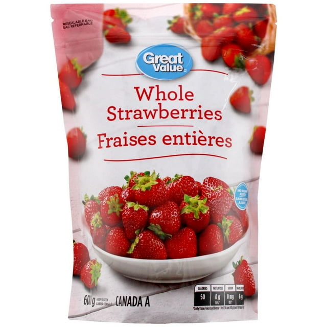 Great Value Frozen Whole Strawberries, Canada A, 600g