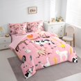 thumbnail image 3 of jejeloiu Cute Milk Cow Bedding Comforter Set 7 Pieces,Kawaii Animal Pig Full Bedding Set,Rustic Farmhouse Cabin Fitted Sheet Flat Sheet,Microfiber Bedroom Decor Reversible, 3 of 8