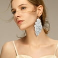 thumbnail image 6 of DESIGNICE 2 Pairs Statement Earrings for Women,Electroplated Iron Hollow Leaf Silver Jewelry for Women,Dangle Earrings for Women for Women Fashion Jewelry Gift,Style3, 6 of 7