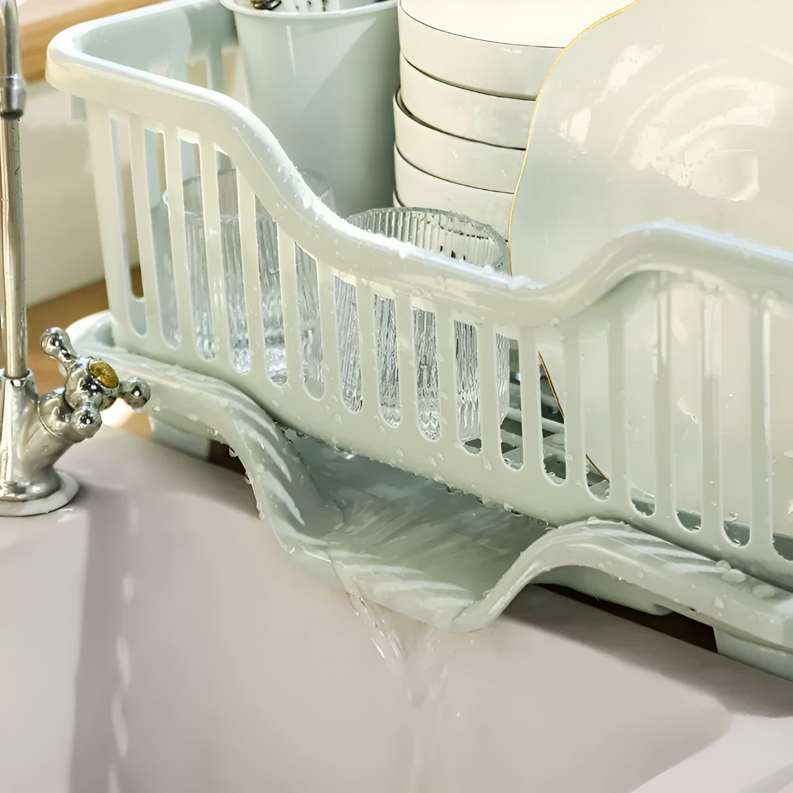 ACDANC Small Dish Drying Rack,1Layer Dish Drainer,Dish Drying Rack in Sink,Blue