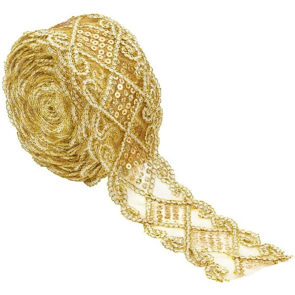 2 Inch Lace Ribbon Sequins Lace Mesh Trim Sewing Craft Supplies