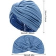 thumbnail image 3 of 4 Pieces Turbans for Women, Soft Pre Tied Knot Turban Head Wraps Chemo Headwear Pleated Beanie Cap Sleep Hat, 3 of 7