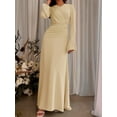 thumbnail image 2 of PAOLA RIBONI Chic Pea Green Long Sleeve Dress For Women, 1pc Design Perfect For Celebrations And Special Events, Blending Modesty With Timeless Elegance, 2 of 11
